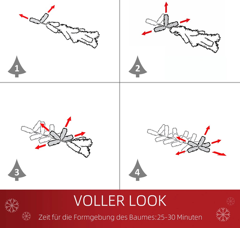 HOMCOM Τεχνητό Χριστουγεννιάτικο Δέντρο 1,8μ Δέντρο Έλατο PVC PE Μέταλλο Πράσινο Ø120 x 180 εκ.
