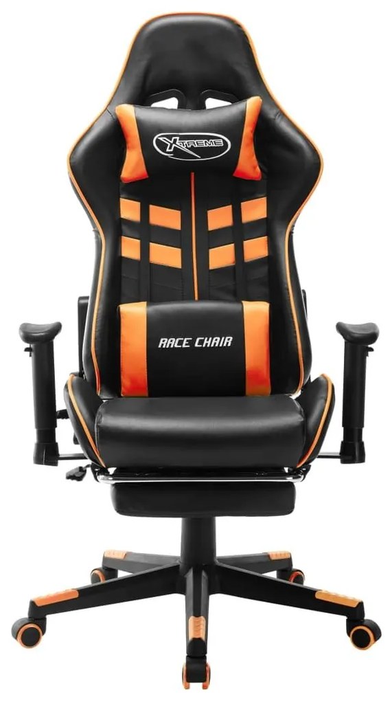 Καρέκλα Gaming με Υποπόδιο Μαύρο/Πορτοκαλί από Συνθετικό Δέρμα - Πολύχρωμο