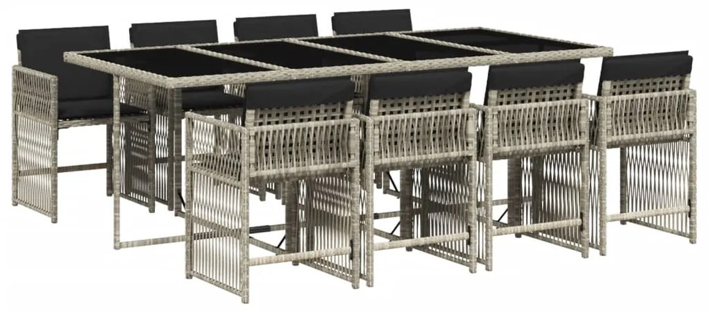 vidaXL Σετ Τραπεζαρίας Κήπου 9 τεμ. Αν. Γκρι Συνθ. Ρατάν με Μαξιλάρια