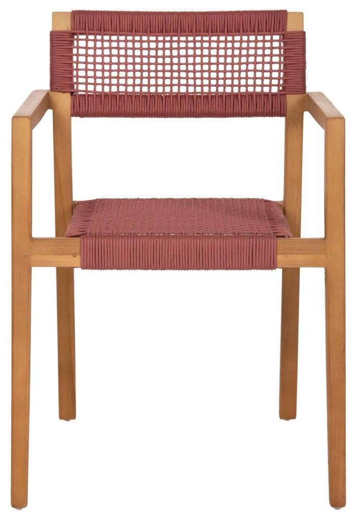 Πολυθρόνα CHARLOTTE Ξύλο Teak Φυσικό και Σχοινί Ρόζ 59x54x83Yεκ. 59x54x83 εκ.