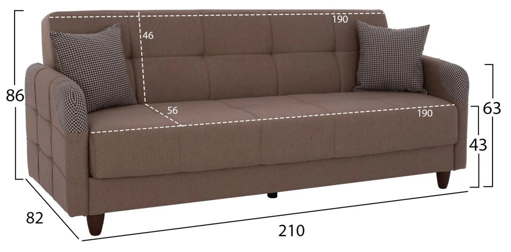Καναπές - Κρεβάτι Sanna 3θέσιος Μπέζ 210x82x86 εκ. 210x82x86 εκ.
