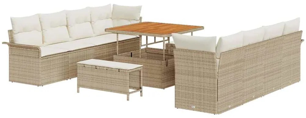 vidaXL Σετ Καναπέ Κήπου 11 pcs Μπεζ, Κρέμα 100 x 100 x 71 cm