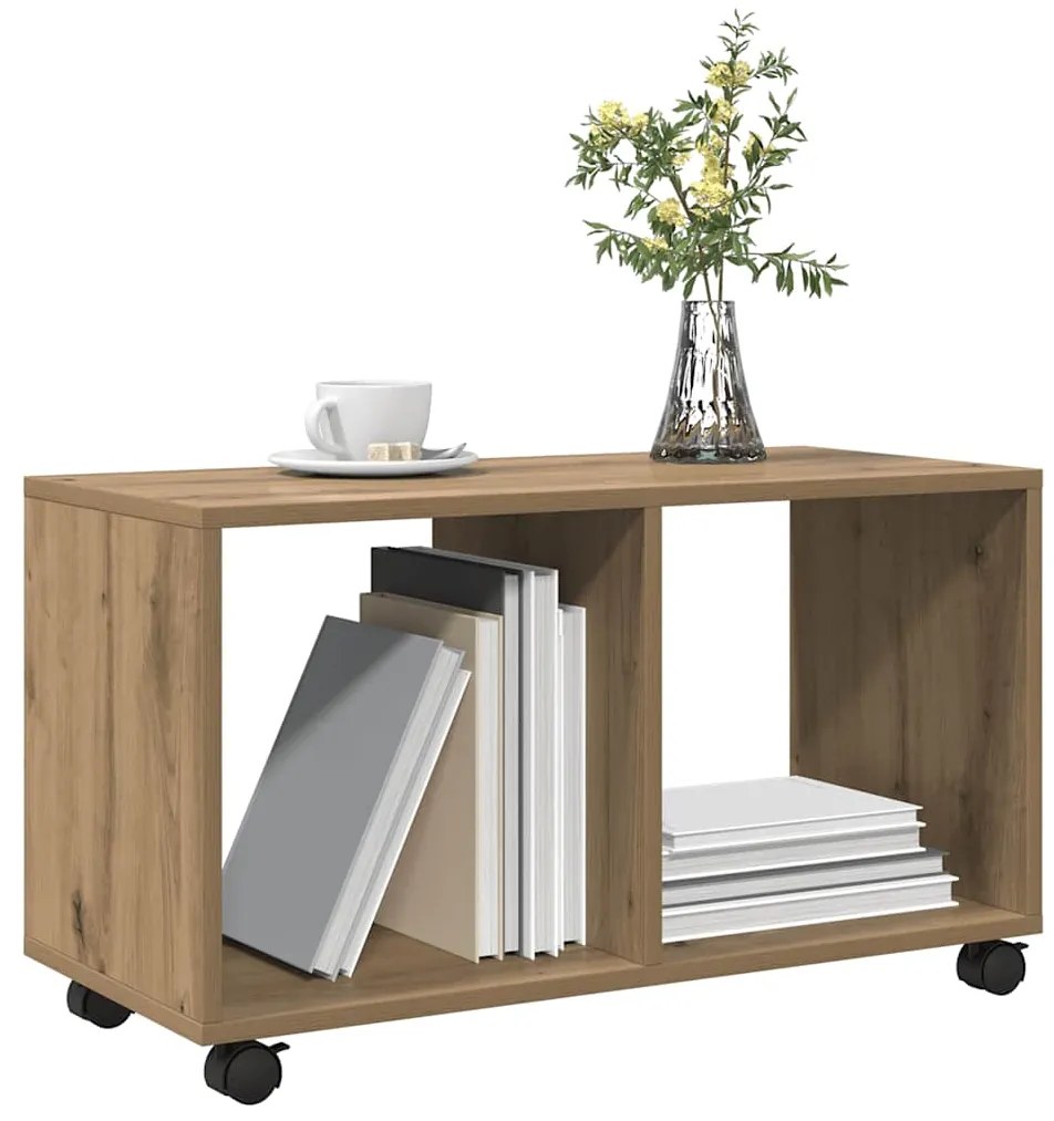 vidaXL Ντουλάπι Τροχήλατο Αρτισιανή Δρυς 72x33x42,5 εκ. Επεξ. Ξύλο