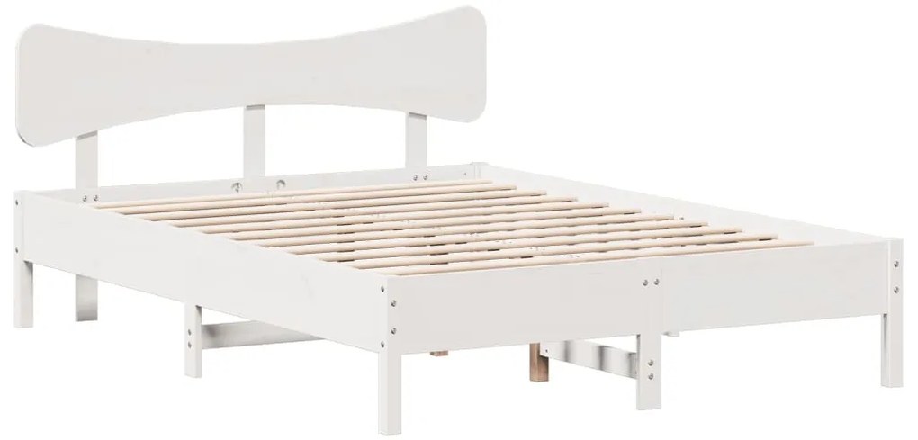 vidaXL Σκελετός Κρεβ. Χωρίς Στρώμα Λευκό 135x190 εκ Μασίφ Πεύκο