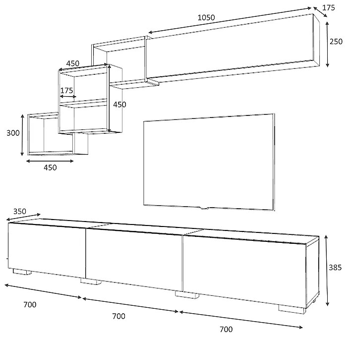 ΣΥΝΘΕΣΗ ΤΗΛΕΟΡΑΣΗΣ FREE MEGAPAP ΧΡΩΜΑ ΛΕΥΚΟ - SONOMA 210X35X38ΕΚ.