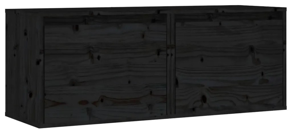 vidaXL Ντουλάπια Τοίχου 2 τεμ. Μαύρα 45x30x35 εκ από Μασίφ Ξύλο Πεύκου