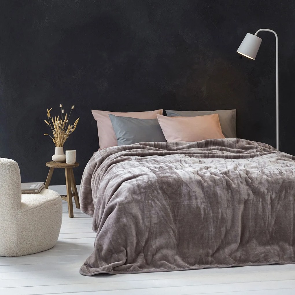 Κουβέρτα Βελουτέ Υπέρδιπλη (220x240) Nima Bed Linen Coperta Cigar Beige