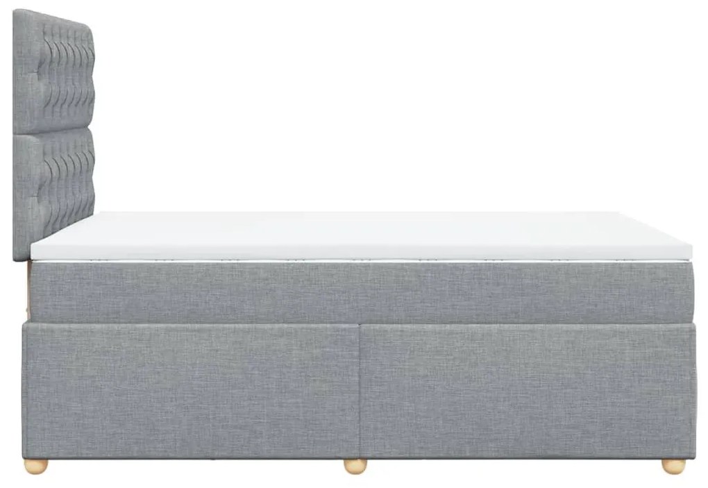 Κρεβάτι Boxspring με Στρώμα Ανοιχτό Γκρι 120x190 εκ. Υφασμάτινο - Γκρι