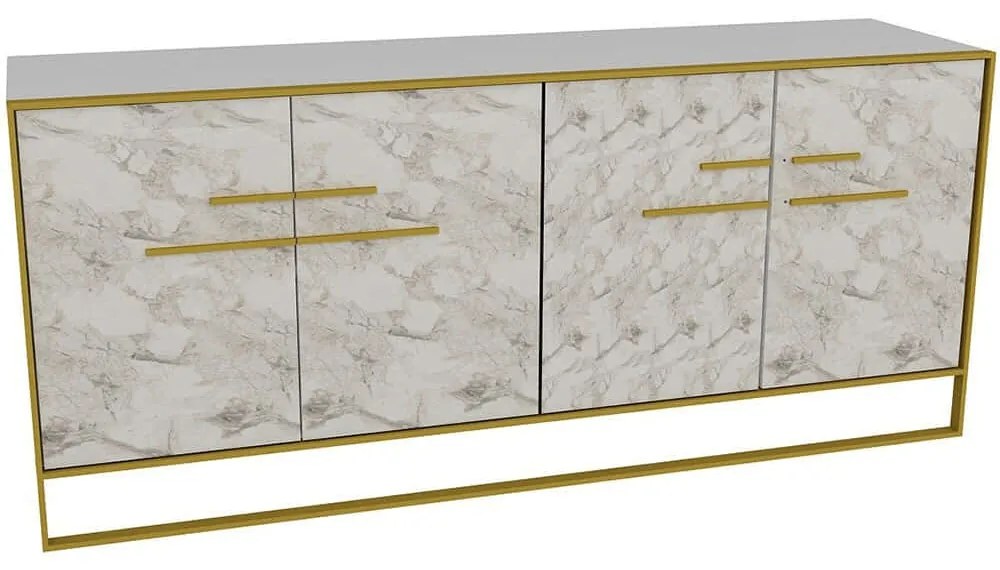 Μπουφές Polka 875ZNA3512 179,9x47,3x75cm Marble Effect White Μοριοσανίδα, Μελαμίνη