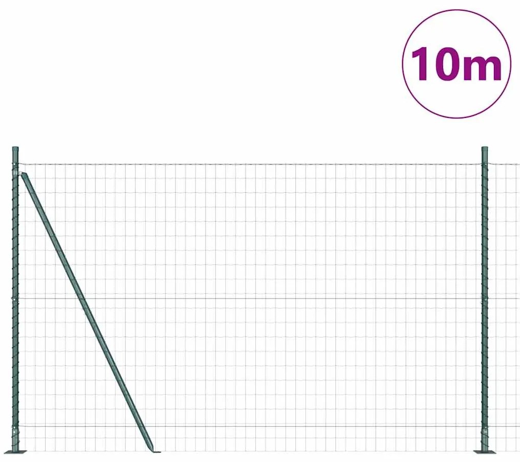 vidaXL Τεντώτο με στήριγμα Πράσινο 1,6 x 10 m Χάλυβας και PVC