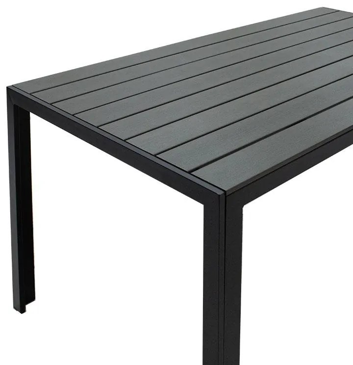 Τραπέζι Nares αλουμίνιο μαύρο-plywood ανθρακί 140x80x72.5εκ 140x80x72.5 εκ.