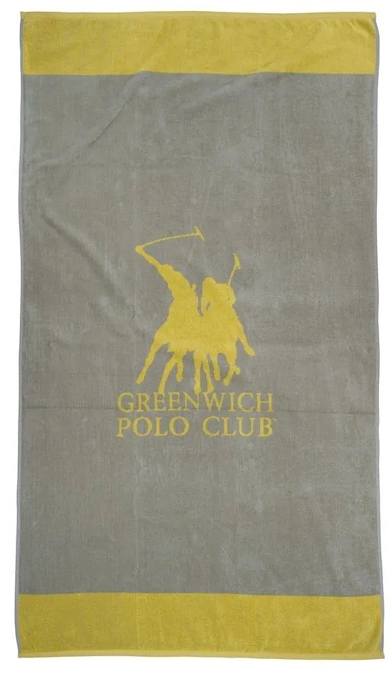 Πετσέτα Θαλάσσης 3889 Grey-Yellow Greenwich Polo Club Θαλάσσης 90x170cm 100% Βαμβάκι