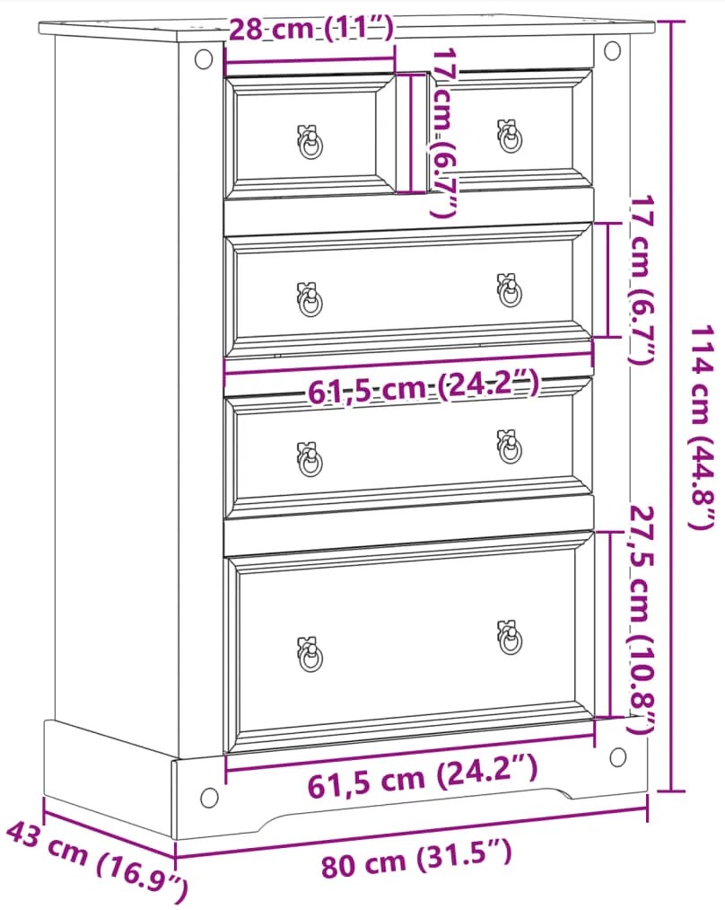 ΣΥΡΤΑΡΙΕΡΑ CORONA 80 X 43 X 114 ΕΚ. ΑΠΟ ΜΑΣΙΦ ΞΥΛΟ ΠΕΥΚΟΥ 4005671