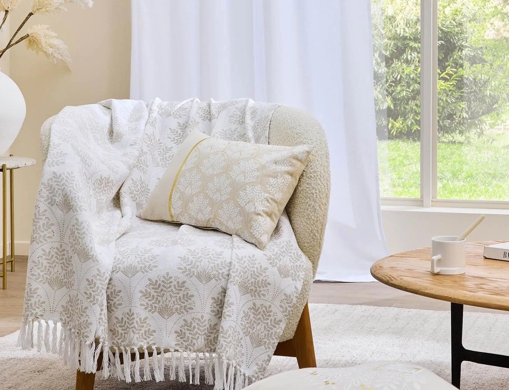 Διακοσμητικό Μαξιλάρι Majestia Douceur d'intérieur με μεταλλικό σχέδιο και διαστάσεις 30x50cm - Beige