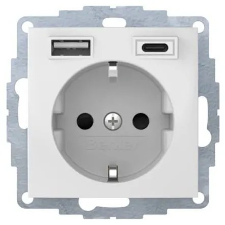 Πρίζα Σούκο με 2xUSB A+C Λευκό Berker S.1 48048989 Hager-48048989-Λευκό 48048989
