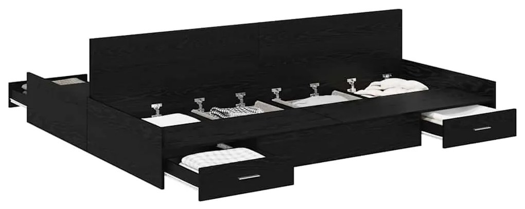 vidaXL Κρεβάτι με αποθηκευτικό χώρο με συρτάρι Μαύρη Οξυά 140 x 200 cm