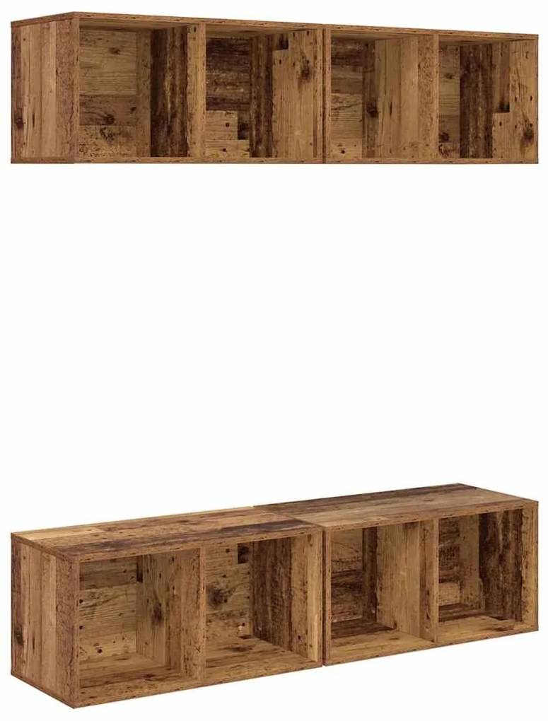 vidaXL Τηλεοπτική Κάβα Τοίχου 4 pcs Παλιό ξύλο 37 x 37 x 72 εκ