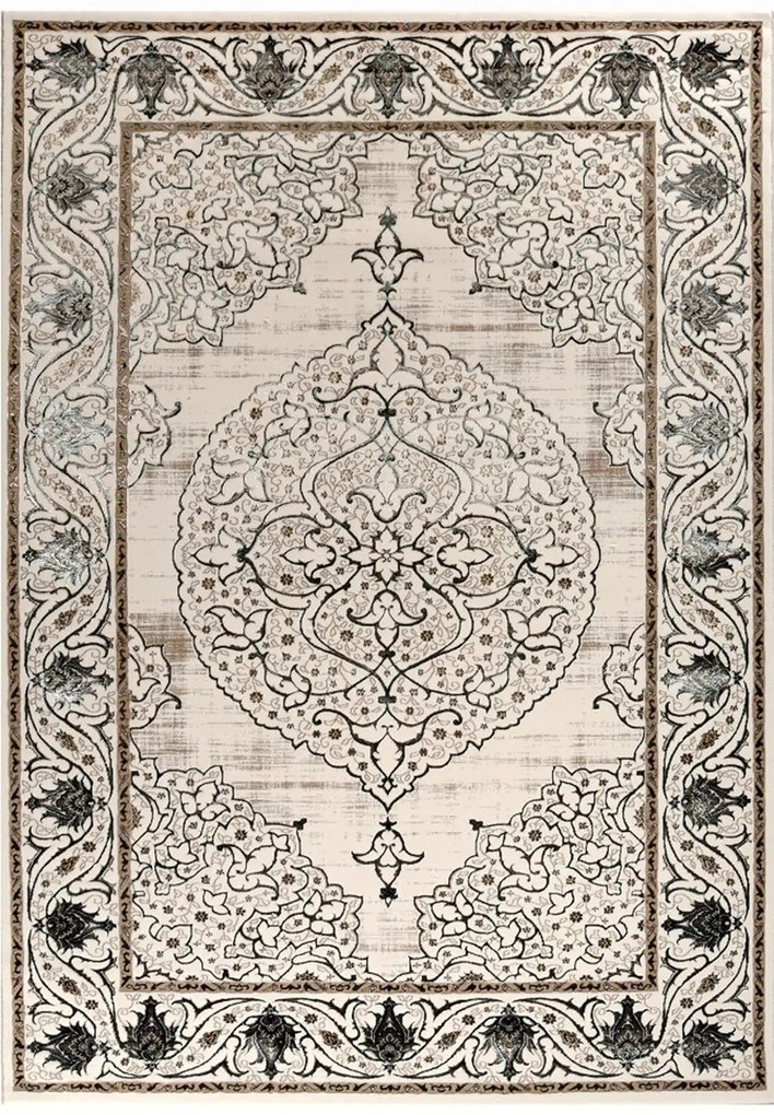 Χαλί Kashan 39550-040 Beige-Black Merinos 160X230cm