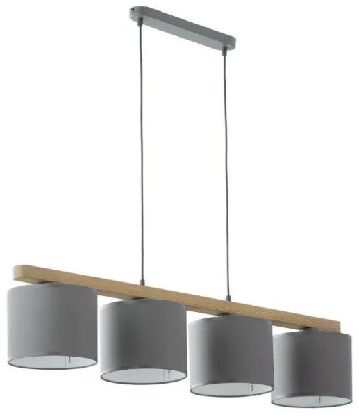 Κρεμαστό Φωτιστικό Οροφής Ράγα TROY με ξύλο TK Lighting-3271-Γκρι 3271