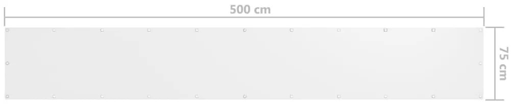 vidaXL Διαχωριστικό Βεράντας Λευκό 75 x 500 εκ. Ύφασμα Oxford