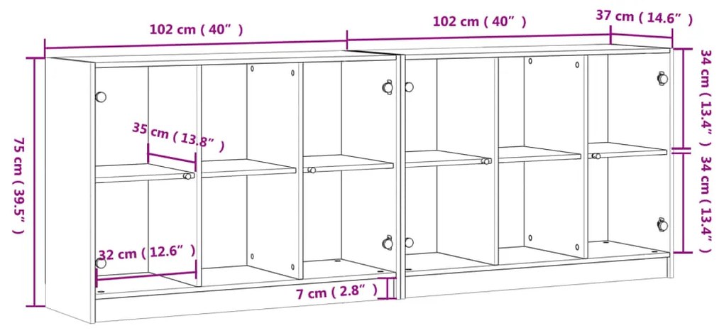 ΒΙΒΛΙΟΘΗΚΗ ΜΕ ΠΟΡΤΕΣ ΚΑΦΕ ΔΡΥΣ 204X37X75 ΕΚ. ΕΠΕΞ. ΞΥΛΟ 3206535