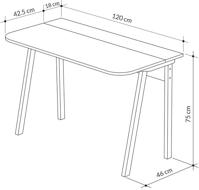 Γραφείο εργασίας Luton Megapap χρώμα φυσικό οξιάς 120x60x75εκ.