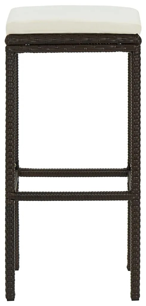 vidaXL Σκαμπό Μπαρ 3 τεμ. Καφέ από Συνθετικό Ρατάν με Μαξιλάρια