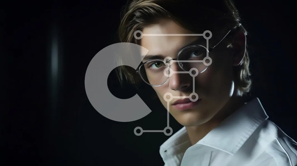 Intra Συλλεκτικό Ξύλινο Παζλ Plywood  4mm - Σοβαρός νεαρός άνδρας με γυαλιά και λευκό πουκάμισο Σε Ξύλινο Κουτί - Διαστάσεις Puzzle: 10x10 cm – 25 κομμάτια