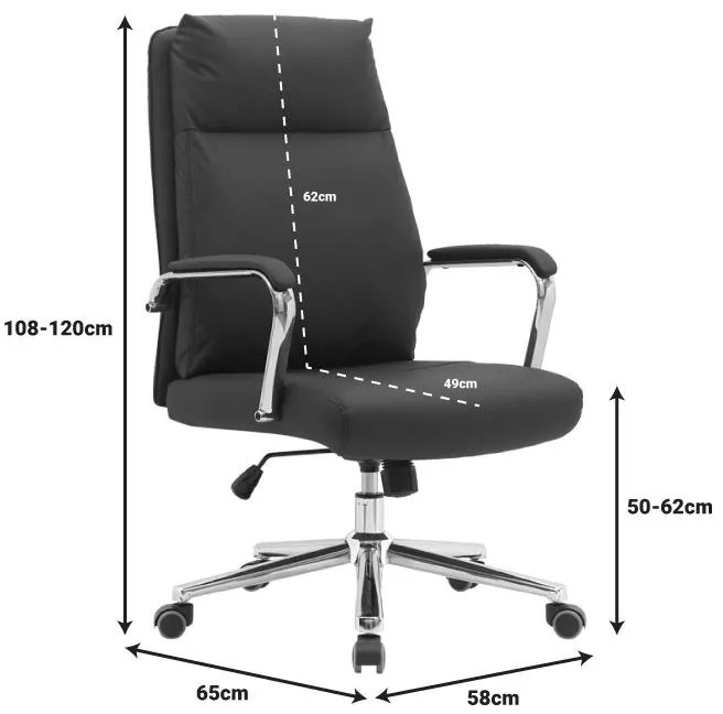 Καρέκλα Γραφείου Siquel σε PU Μαύρo 58x65x120εκ. 58x65x108 εκ.