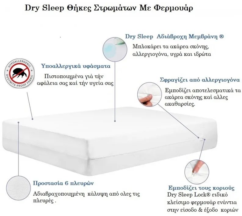 ΑΔΙΑΒΡΟΧΗ ΘΗΚΗ ΜΕ ΦΕΡΜΟΥΑΡ DRY SLEEP BAMBOO 160X200 ΘΗΚΗ ΓΙΑ ΑΚΑΡΕΑ ΘΗΚΗ ΓΙΑ ΚΟΡΙΟΥΣ