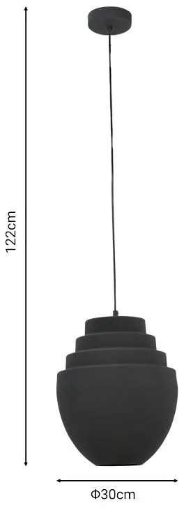 Φωτιστικό οροφής Kelsy Inart E27 μαύρο μέταλλο Φ30x122εκ 30x30x122 εκ.