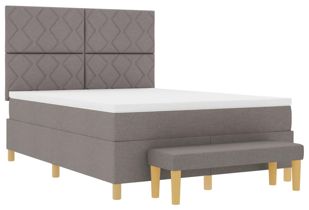 vidaXL Box Spring Bed με Στρώμα & Πάγκο Ταπέτα 160x200 εκ Ύφασμα