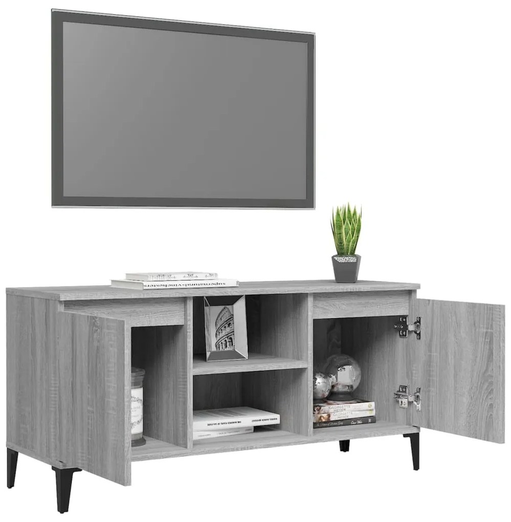 vidaXL Έπιπλο Τηλεόρασης Γκρι Sonoma 103,5x35x50 εκ. Μεταλλικά Πόδια