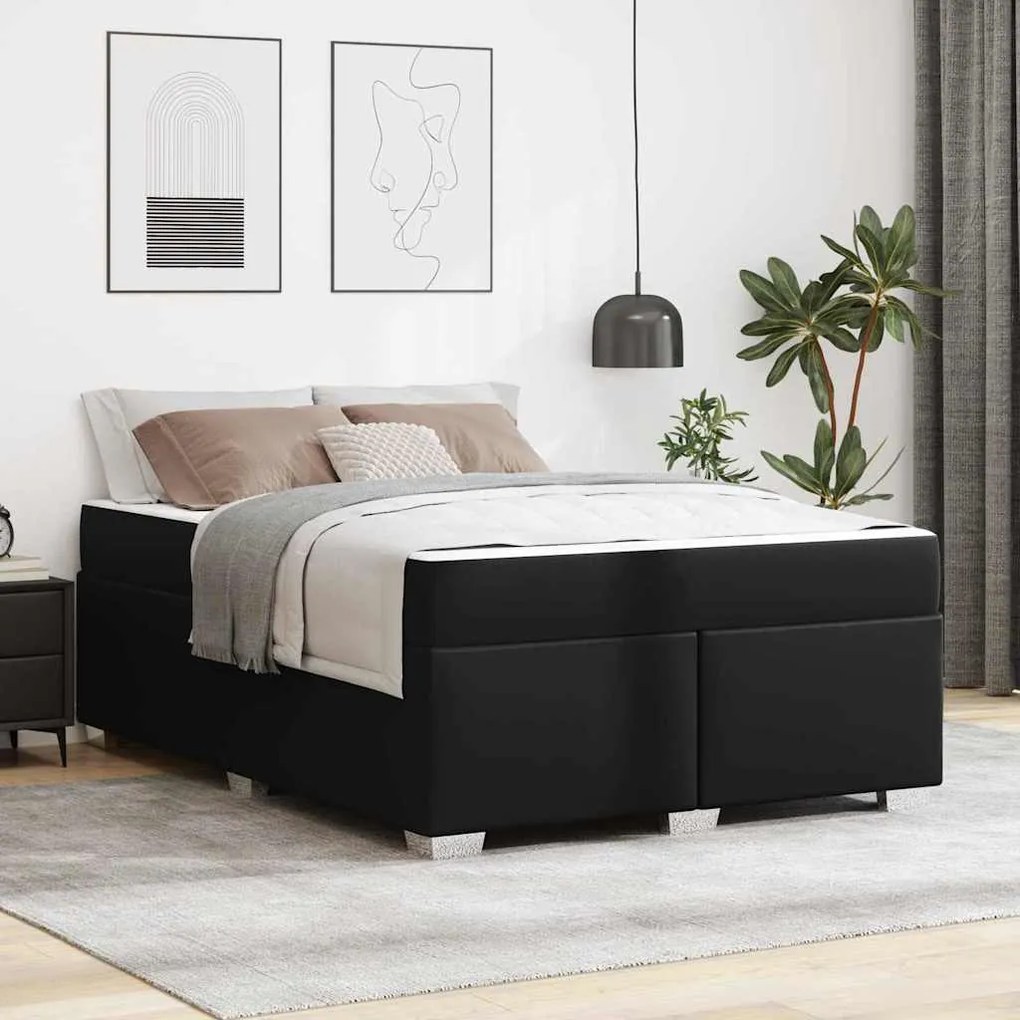 vidaXL Σκελετός Κρεβατιού Άλλο Μαύρο 160 x 200 cm Τεχνητό δέρμα