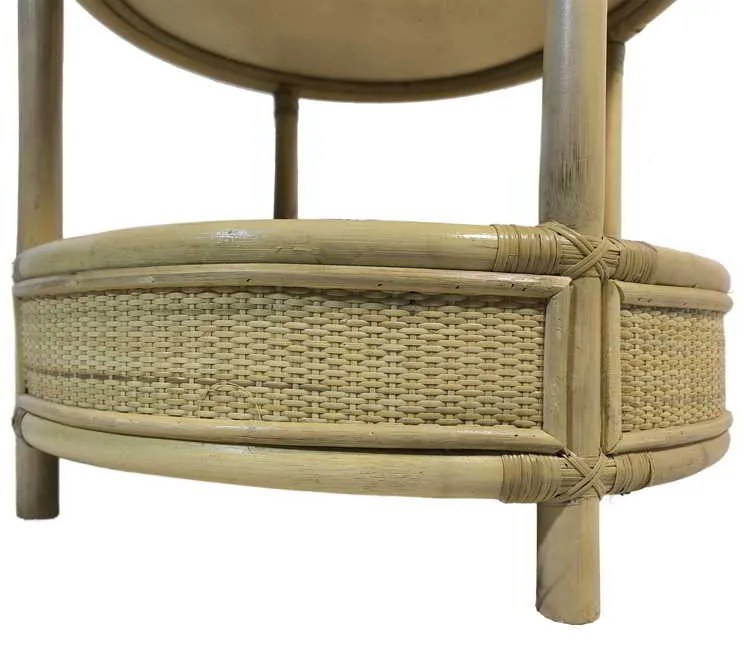 Βοηθητικό τραπέζι Moody pakoworld pe rattan σε φυσική απόχρωση Φ55x51εκ