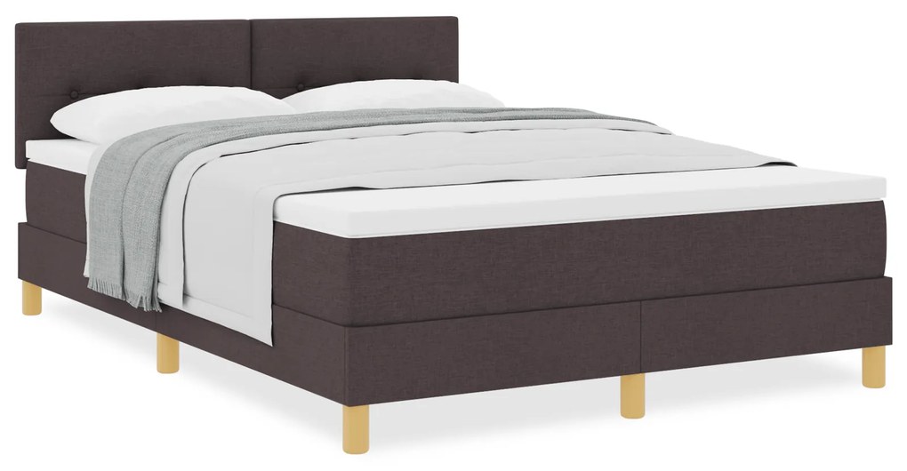 vidaXL Κρεβάτι με Στρώμα Σκούρο Καφέ 140x190 cm Υφάσματος
