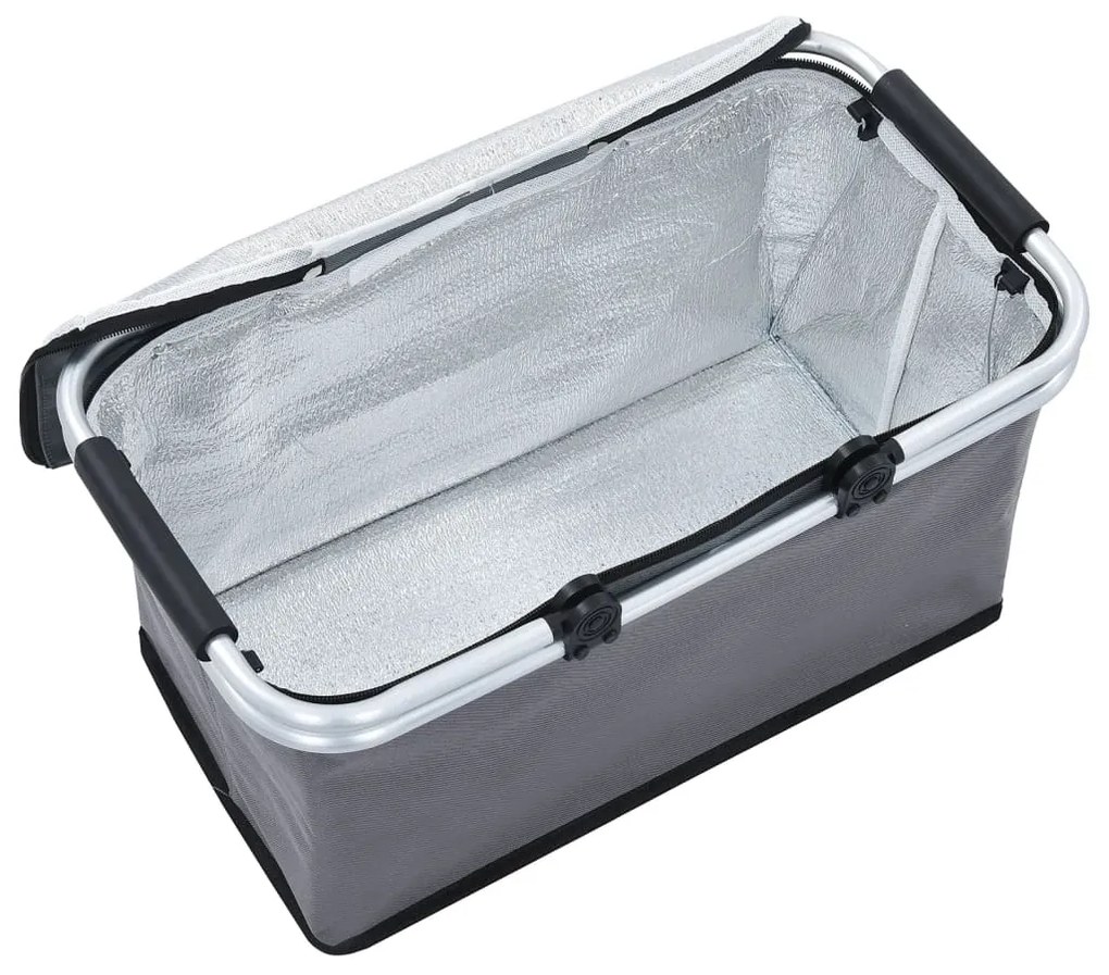 vidaXL Τσάντα Ισοθερμική Πτυσσόμενη Γκρι 46x27x23 εκ. Αλουμινίου