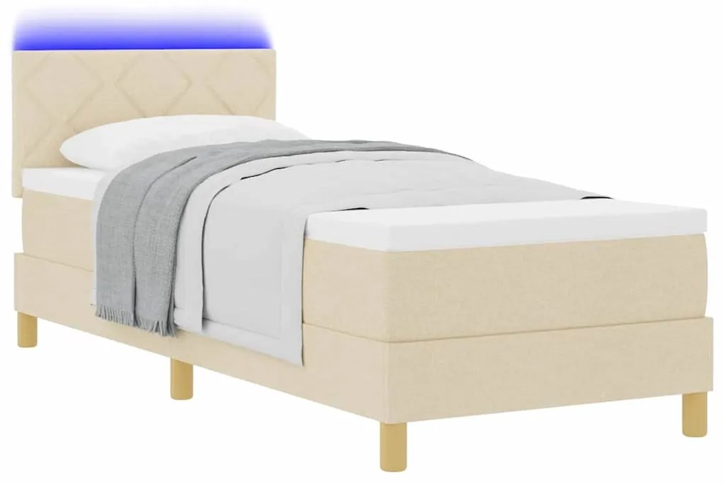 vidaXL Κρεβάτι με ελατήρια με στρώμα Κρεμ 80 x 200 cm ύφασμα