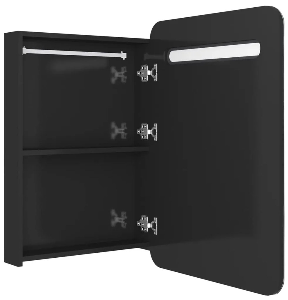 vidaXL Καθρέφτης Μπάνιου με Ντουλάπι & LED Λαμπερό Μαύρο 60x11x80 εκ.