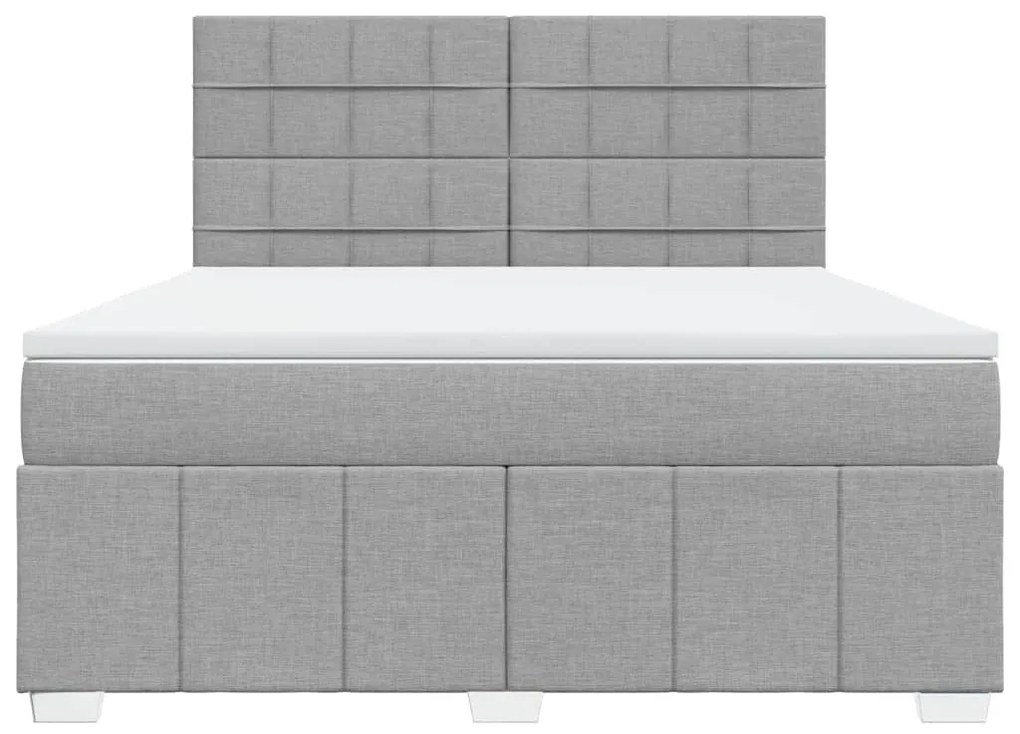 Κρεβάτι Boxspring με Στρώμα Ανοιχτό Γκρι 180x200 εκ. Υφασμάτινο - Γκρι