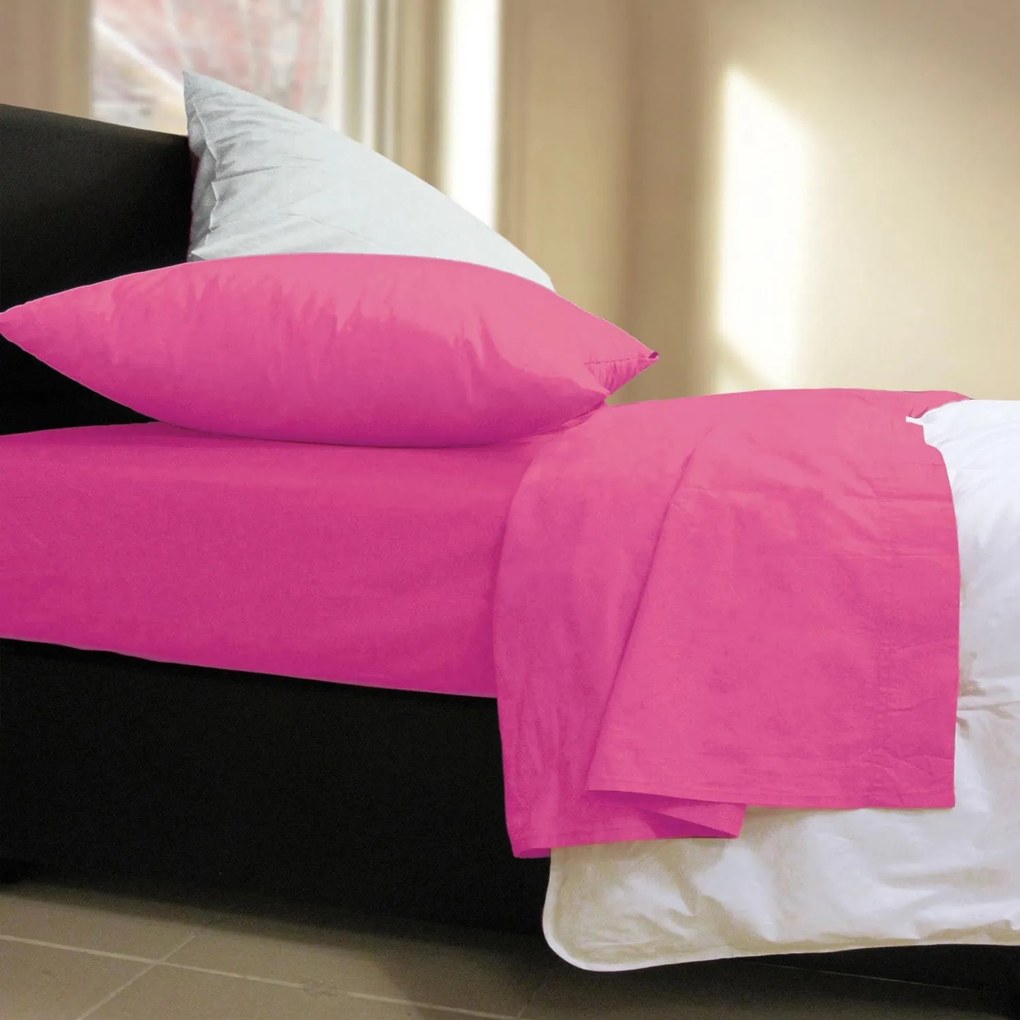 Σεντόνι Με Λάστιχο Basic Fuchsia Nef-Nef Διπλό 120x230cm Με Λάστιχο 100% Βαμβάκι