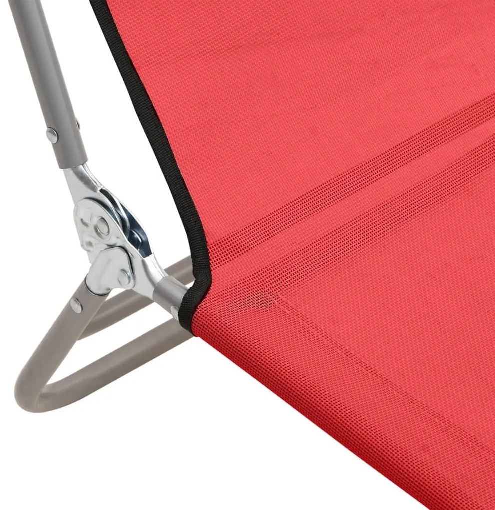 Ξαπλώστρες Πτυσσόμενες 2 τεμ. Κόκκινες από Textilene &amp; Ατσάλι - Κόκκινο
