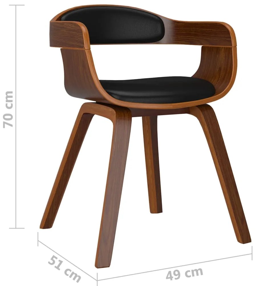 vidaXL Καρέκλες Τραπεζαρίας 2τεμ Μαύρες Λυγισμένο Ξύλο/Συνθετικό Δέρμα