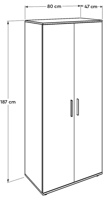 Ντουλάπα ρούχων Trendline Megapap δίφυλλη χρώμα sonoma 80x47x187εκ.