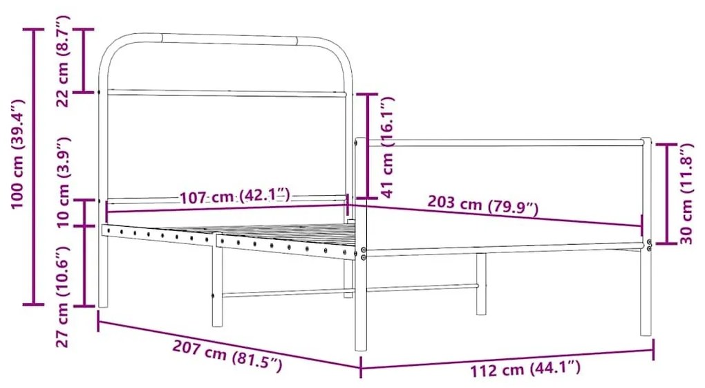 Πλαίσιο Κρεβατιού Χωρ. Στρώμα Sonoma Δρυς 107x203 εκ Επ. Ξύλο - Καφέ