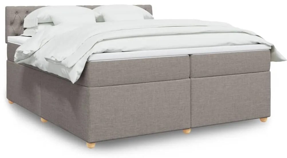 Κρεβάτι Boxspring με Στρώμα Taupe 200x200 εκ. Υφασμάτινο - Μπεζ-Γκρι