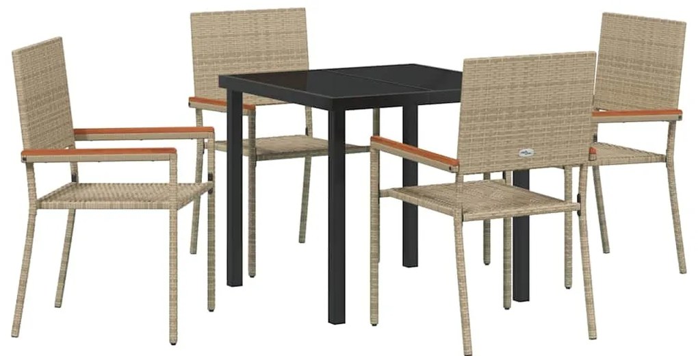 vidaXL Σέτ φαγητού για κήπο 5 pcs Μπεζ Πολυ ράταν