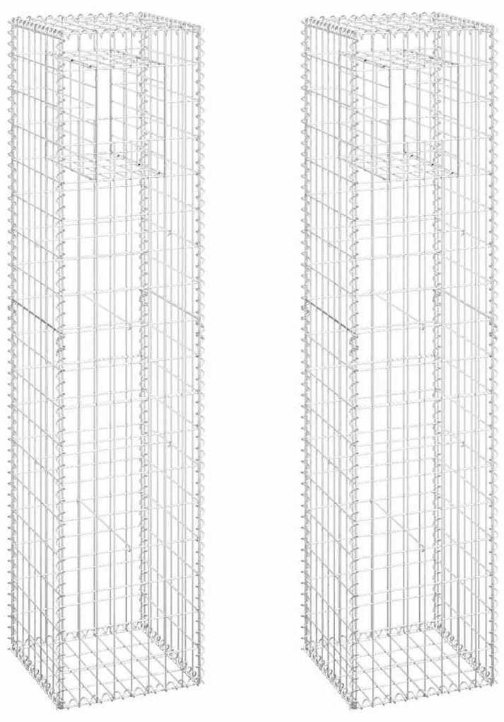 vidaXL Συρματοκιβώτια Στύλοι 2 τεμ. 40 x 40 x 180 εκ. Σιδερένιοι