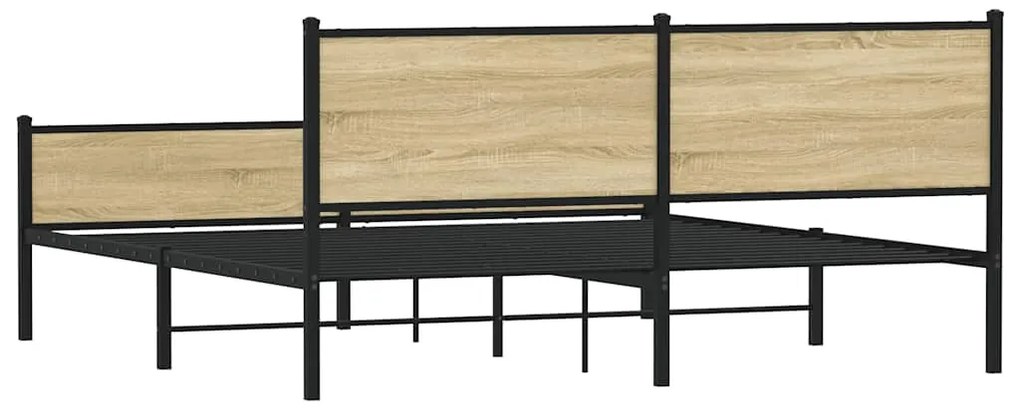 vidaXL Σκελετός Κρεβ. Χωρίς Στρώμα Sonoma Δρυς 160x200 εκ. Μεταλλικό