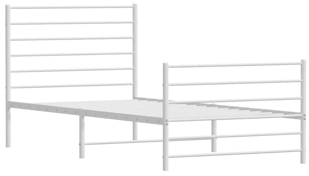 Πλαίσιο Κρεβατιού με Κεφαλάρι/Ποδαρικό Λευκό 90x200 εκ. Μέταλλο - Λευκό